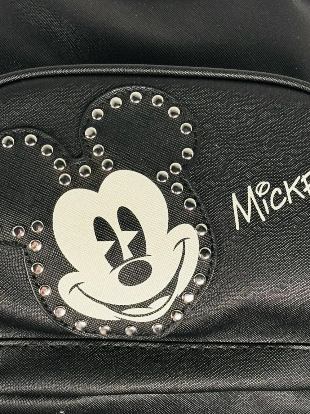 Disney Mickey Mouse Studded Mini Backpack Black NWT Red Lining